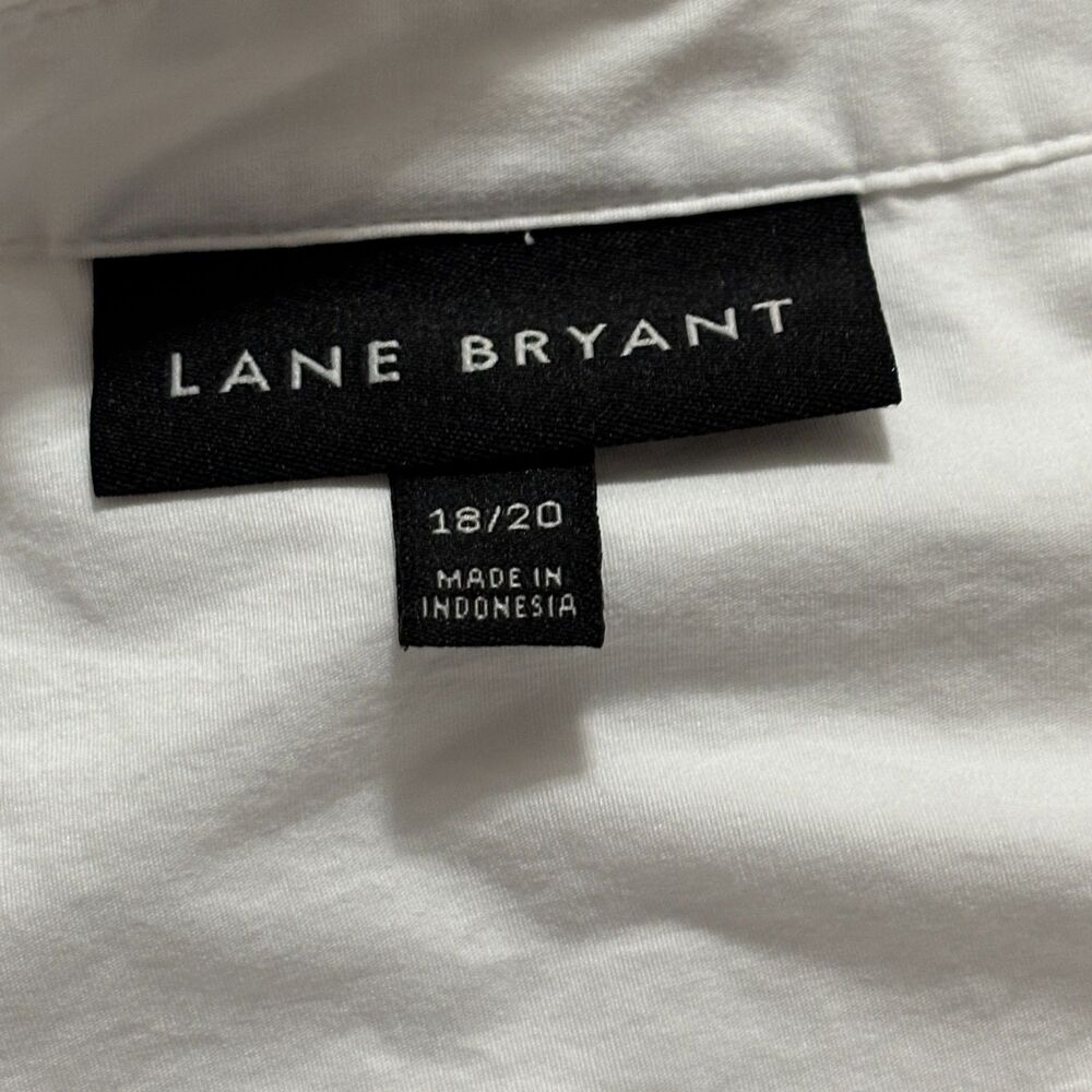 Lane Bryant White Stretch Cotton Button Down Shirt Size 18/20 Career Casual - Picture 3 of 8